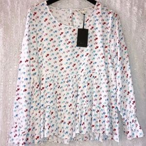 Jane and Delancey VDAY Long Sleeves Blouse, NWT